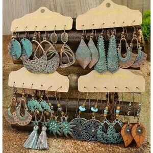 ⭐️BOHO SHIEK VINTAGE STYLE BRONZE COPPER PATINA DANGLE EARRINGS ANY 3-PAIRS  NEW